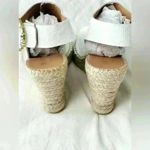 Maypol Women’s Leather Buckle Rhinestone Wedge  Sandals Size 39 or US 8/8.5 - Picture 3 of 8